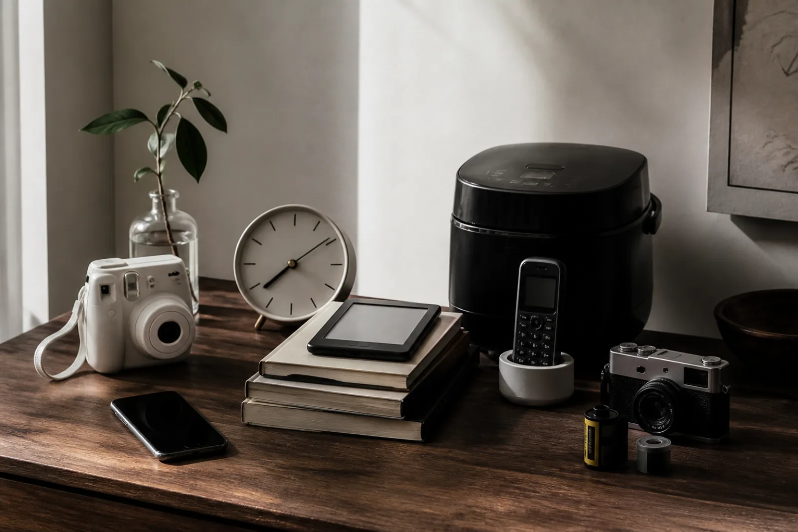 Editorial image for The Phone Ate the Camera, the Clock, and the Book. Dedicated Objects Came Back as a Niche, Not a Movement..